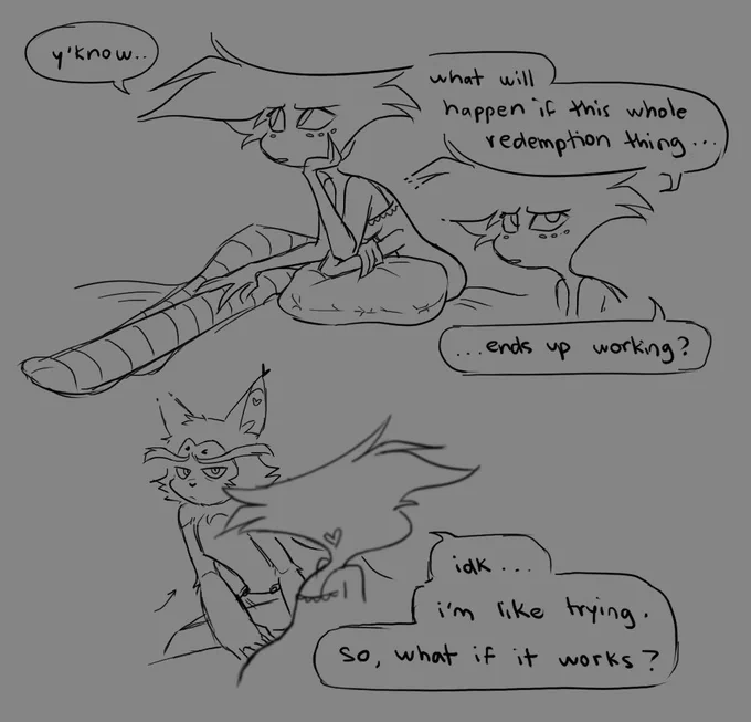 (1/2) 
#HazbinHotelFanart #hazbinhotel #angelhusk #huskerdust #angeldust #Husk 