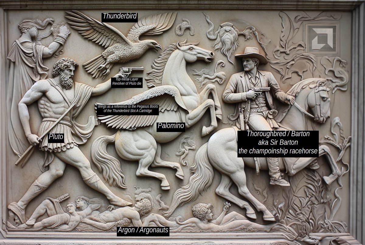 FritzchensFritz's tweet photo. AMD Athlon K7 Pluto Top Metal Layer

A revolver and Texas Map can be found in one of the four corners!

And some explanations about the stone relief. The relief contains the AMD Athlon K7 Series from:

Argon -> Pluto -> Thunderbird -> Palomino -> Thoroughbred -> Barton

1/4🧵 https://t.co/1rtmHidJkf
