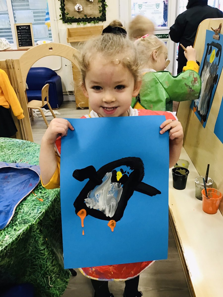EYFSSJV's tweet photo. We read a lovely story called ‘Lost and Found’ today about a Penguin who was lost and lonely, until he found a friend! We then had a go at painting our own Penguins 🐧 🎨 #SJVArt https://t.co/nfAt5jaUqY