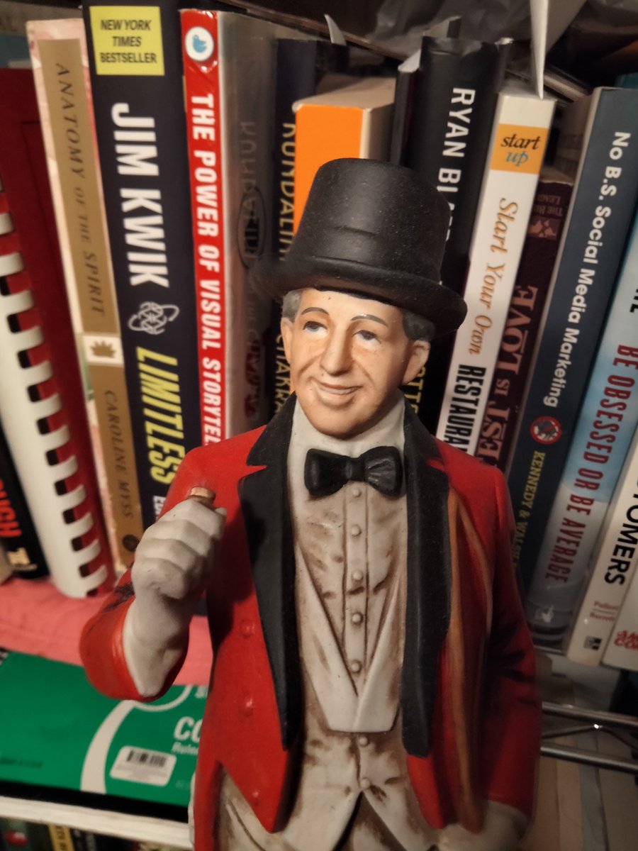 This awesome statue of PT Barnum went up in my office #SuccessJourney #greatestshowman #ptbarnum #barnum in my library study with some of the greatest books ever written. #success #tedcantu #mondaythoughts