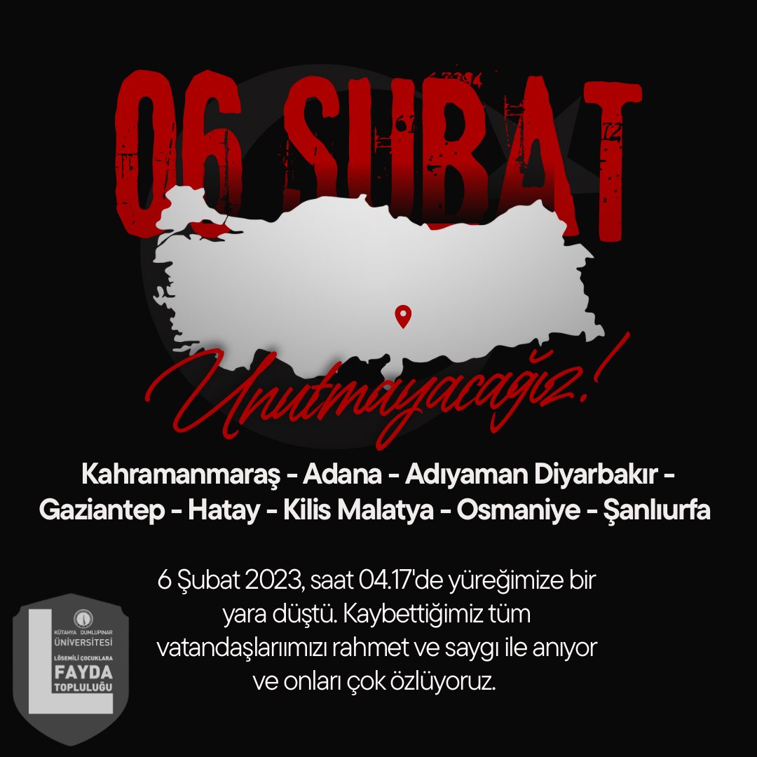 Unutmadık. Unutmayacağız.

Geçtiğimiz yıl yaşanan büyük felaketin yıl dönümünde, yaşamını yitiren vatandaşlarımıza Allah'tan rahmet, ailelerine ve yakınlarına sonsuz sabır diliyoruz.