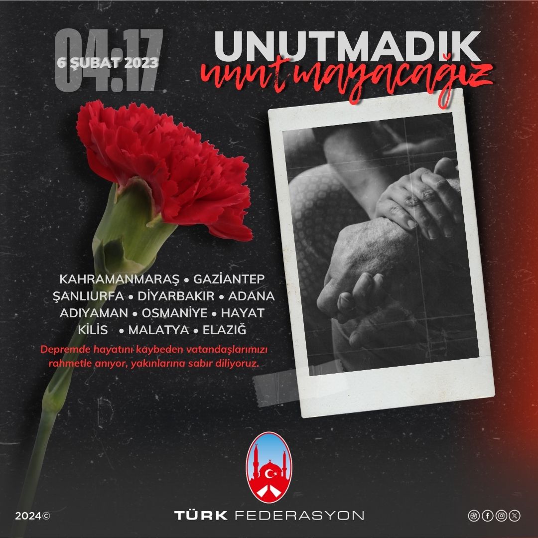 SnTrKDgryL's tweet photo. Kahramanmaraş Merkezli 6 Şubat 2023 Depremlerinin 1. Yıl Dönümünde hayatını kaybeden vatandaşlarımızı rahmet ve dualarla anıyoruz. 
Ruhları Şad Mekanları Cennet Olsun. https://t.co/M7TL1Z0NNE