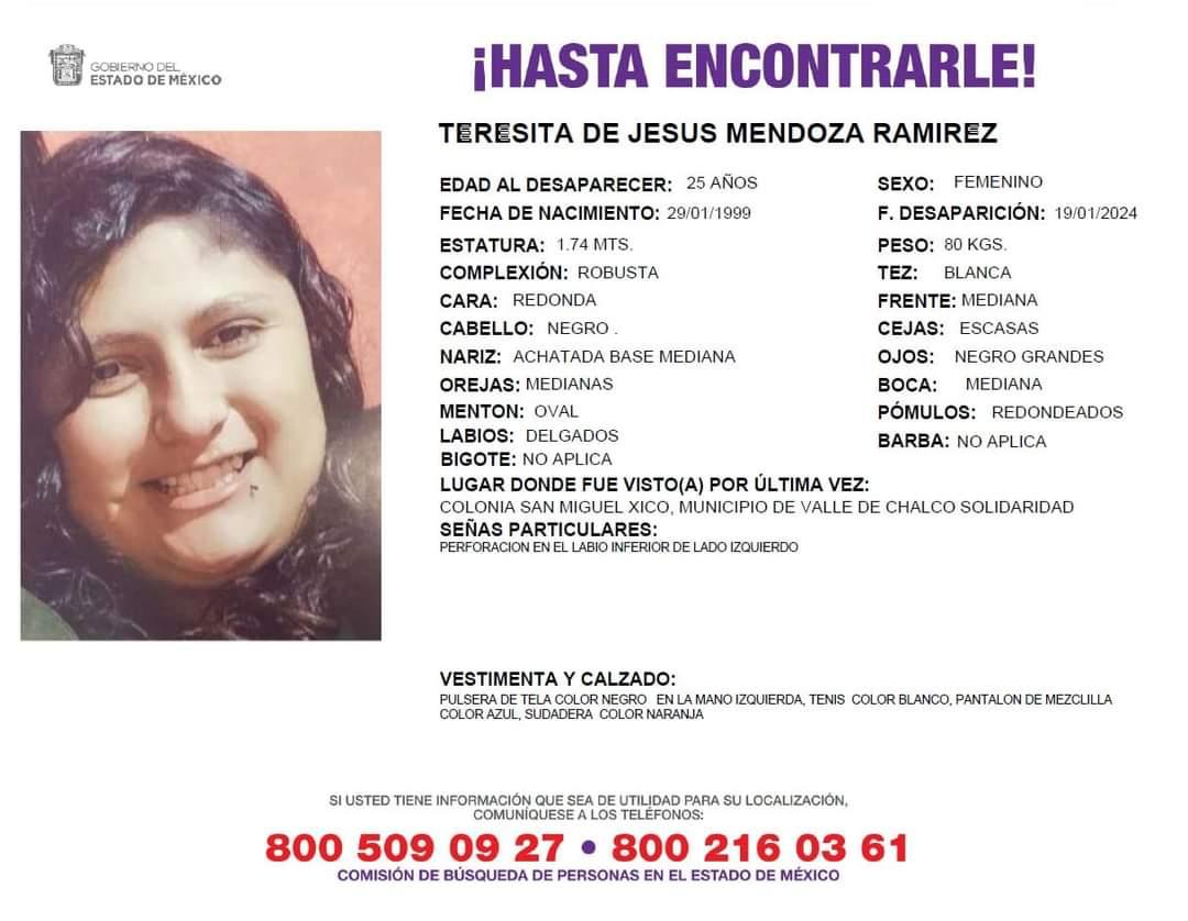 COBUPEM's tweet photo. Solicitamos de tu apoyo en difusión para dar pronta localización a Teresita de Jesús Mendoza Ramírez, comunícate a los teléfonos de COBUPEM 800 216 0361, 800 509 0927. #TodosEnLaBúsqueda https://t.co/30pUuyDWwy