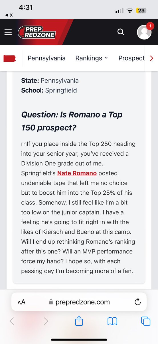 nateromano10's tweet image. Thank you for the write ups!! @PRZPAvic @PrepRedzonePA