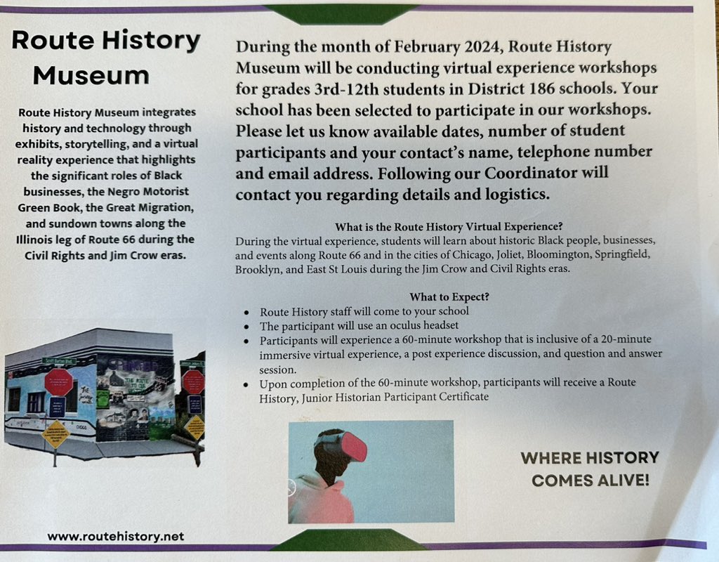 t_sperle's tweet photo. Awesome in school visit today from Route History Museum.  Wonderful VR story telling, immersive experience. https://t.co/8Q21qruApl