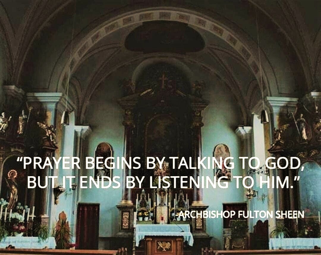 FaithTruthand's tweet image. Speaking to God is easy.
We ask for things from Him all the time.
But are we listening?
... Because He's always talking to us.

#Praying #Listening #GodisSpeaking #God #Faith #VenFultonSheen