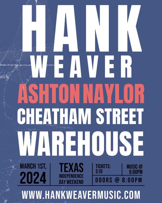 ashton_naylor's tweet image. March 1st!! Come celebrate Texas’ independence with us @CheathamStreet 🍻 

Me and the band kick things off for Hank Weaver at 9pm. Tell ya friends. This one’s gonna be fun 🤘🏻