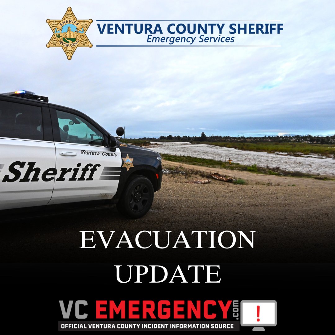 VENTURASHERIFF's tweet image. Evacuations lifted in Ventura County after storms. Full details at vcemergency.com.
...
Se suspendieron las evacuaciones en el condado de Ventura después de las tormentas. Visite .
@countyventura @VCFD_PIO 
#VCSheriff #VCOES