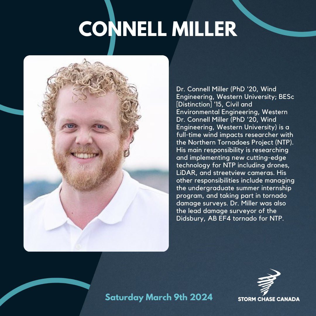 StormChaseCA's tweet photo. Speaker Announcement! Virtual presentation from @ConnellMiller of the @westernuNTP. This presentation is focused on the damage survey of the July 1, 2023 Didsbury tornado and a why the tornado was rated as an EF4. https://t.co/bviFAfuVA8