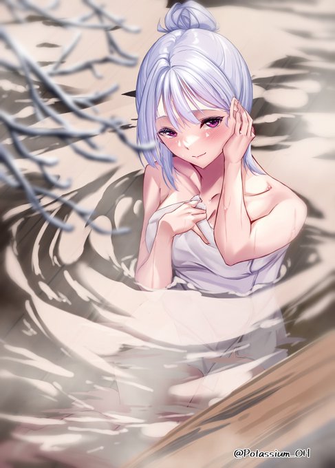 #毎月6日はTOKYO6の日
#風呂の日 
風呂の日も兼ねて温泉に入る六花ちゃんです。 