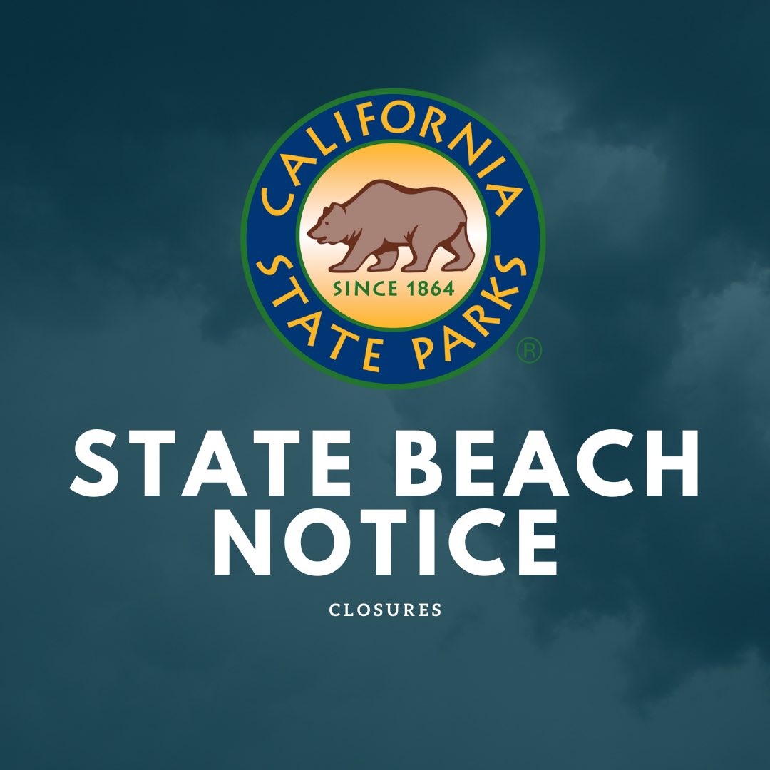 🚨ATTN: #STORM CLOSURES🚨

- #BolsaChica SB: Closed indefinitely - #flooding 
- #CrystalCove SP: Backcountry closed
- #Doheny SB: Campground #flooded 
For more info, check out
parks.ca.gov/incidents