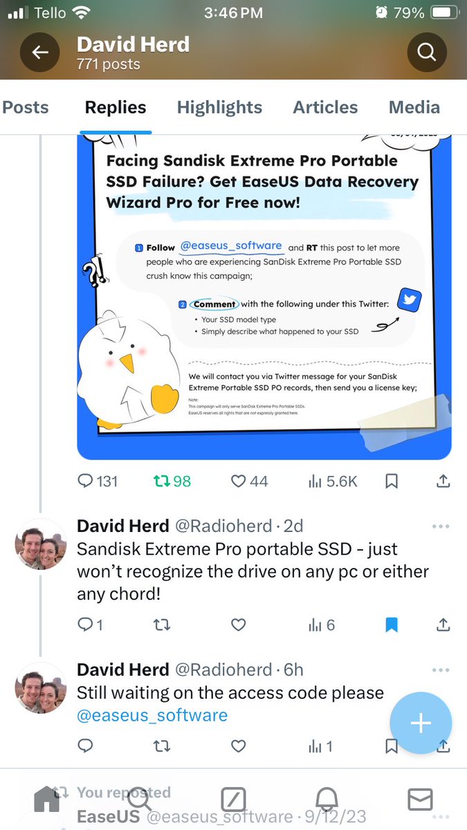 Radioherd's tweet photo. @easeus_software Halp please it’s been 4 days already.. https://t.co/u8ktts097y