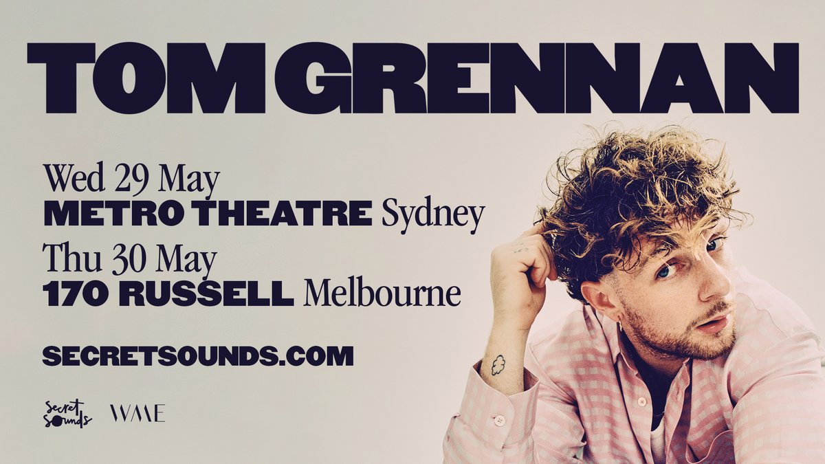 TOUR ANNOUNCE: @Tom_Grennan is heading back to Australia this May! Don’t miss these electric shows. Presale begins Thu 8 Feb 9am local time. Tickets on sale to the general public on Fri 9 Feb, 9am local time. Sign up for presale now → scrtsnds.com.au/TomGrennan