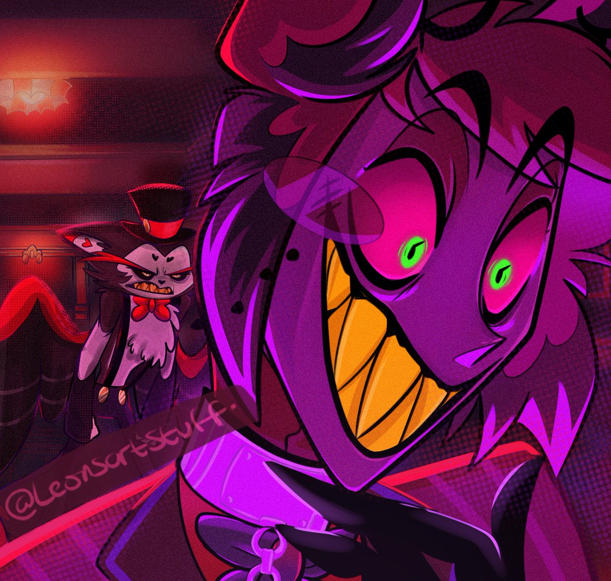Leonsartstuff's tweet image. Big talk for someone who’s also on a leash 😽

#HazbinHotel #HazbinHotelAlastor #HazbinHotelHusk