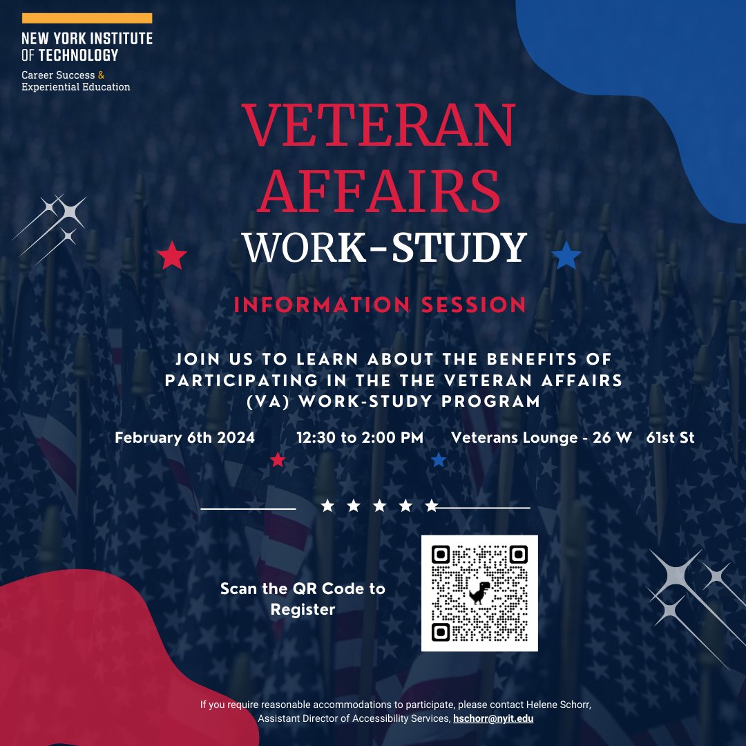 Calling all NYIT veterans📣 Come join our VA FWS Information Session to explore available positions this semester!