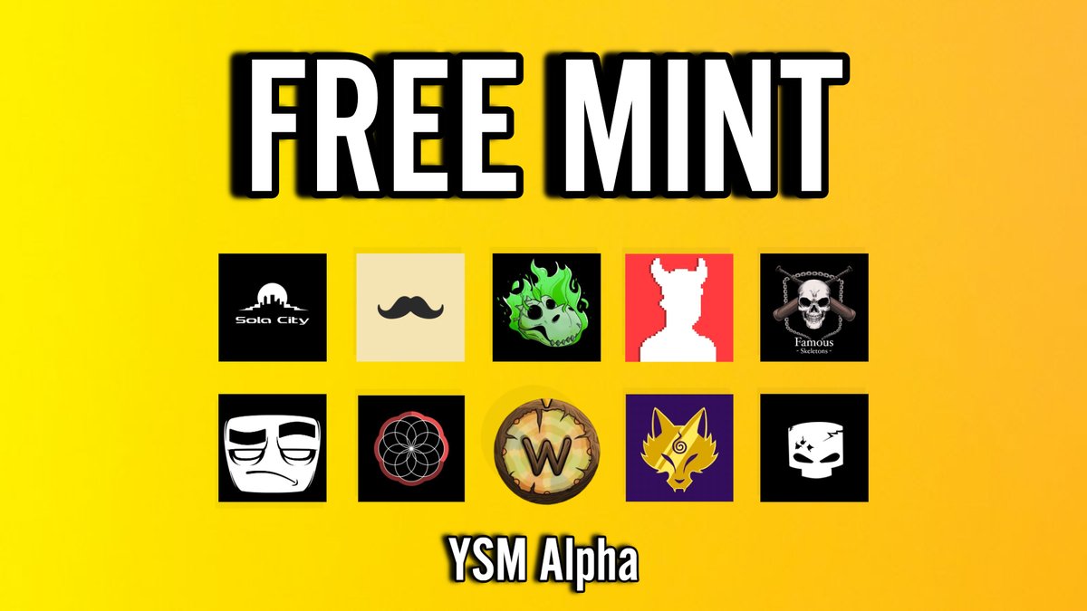 A selection of 10 collections with a FREE mint.
Let them cook🧑‍🍳🔥
<a href="/FamousSkeletons/">Famous Skeletons | SOLD OUT</a>
<a href="/raptorsonsolana/">Raptors - OG Free Mint</a>
<a href="/Frens_Factory/">Frens Factory</a>
@GhoulbitsNFT
<a href="/degenfoxcorp/">DEGEN F0X CORP || FREE MINT</a>
@pop_vaganza
<a href="/Vincent_S0L/">VINСENT | SOLD OUT</a>
<a href="/woodies_nft/">Woodies 🍃 | Free mint</a>
<a href="/KomaGGs/">KOMA - FREE MINT</a>
<a href="/sola_city/">Sola City</a> 
🟨Follow us, more to come🗺️
#NFTCommunity #NFT #NFTs #Mint #Freemint  #Solana