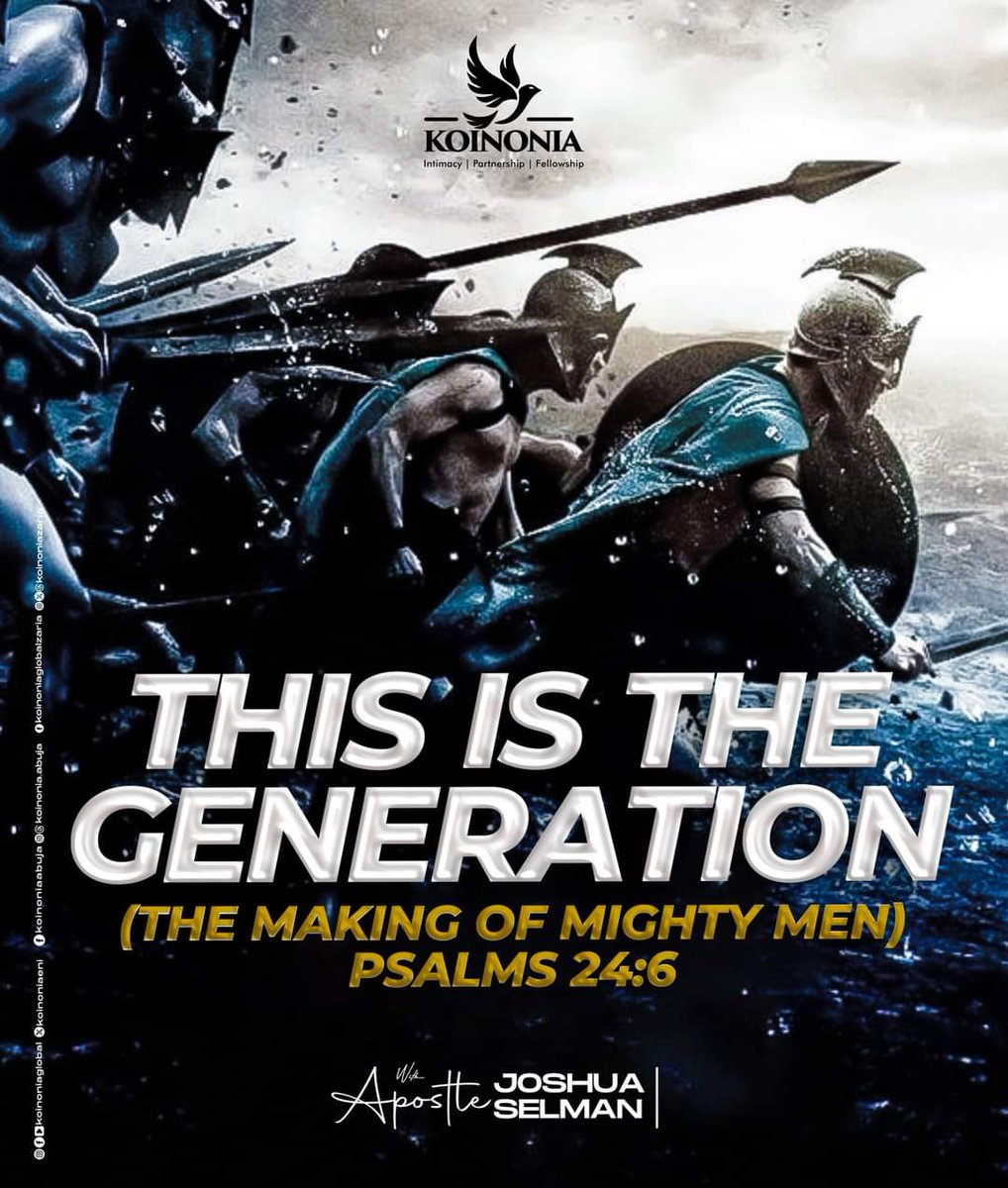 AbujaKoinonia's tweet photo. Dear Beloved, kindly click on the link below to download the audio message of “THIS IS THE GENERATION (THE MAKING OF MIGHTY MEN) PSALM 24:6” WITH APOSTLE JOSHUA SELMAN.
https://t.co/Z0TxmtN5Vw
#ApostleJoshuaSelman
#ThisIsTheGeneration
#TheMakingOfMightyMen
#KoinoniaAbuja https://t.co/z3VNQfoOa4