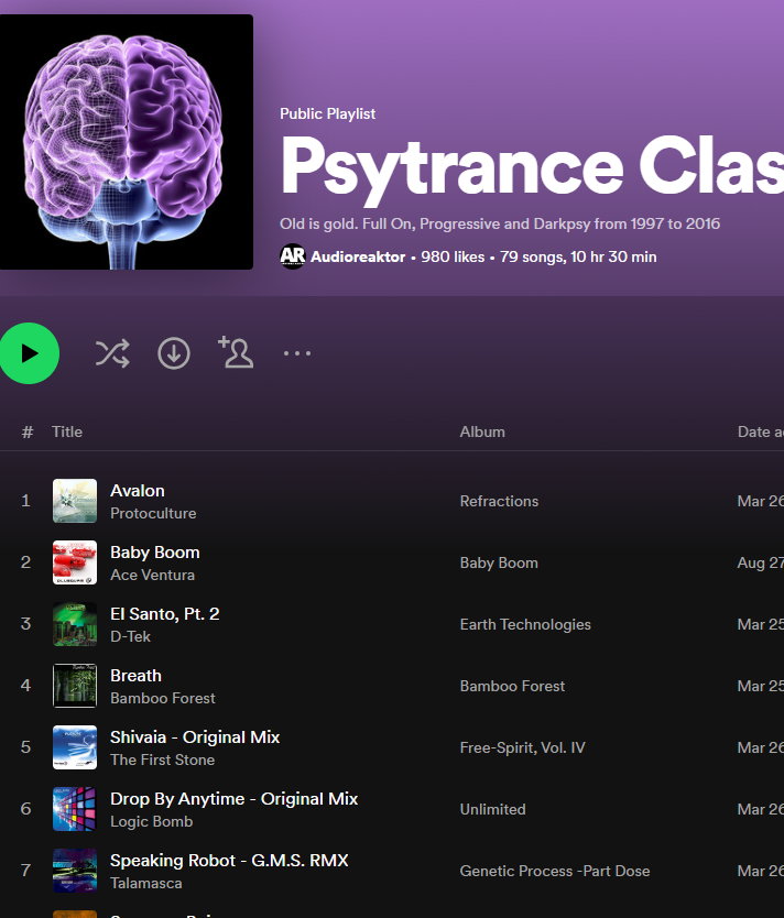 Psytrance Classics Spotify Playlist. Old is gold. Full On, Progressive and Darkpsy from 1997 to 2016

open.spotify.com/playlist/3LSJ9…