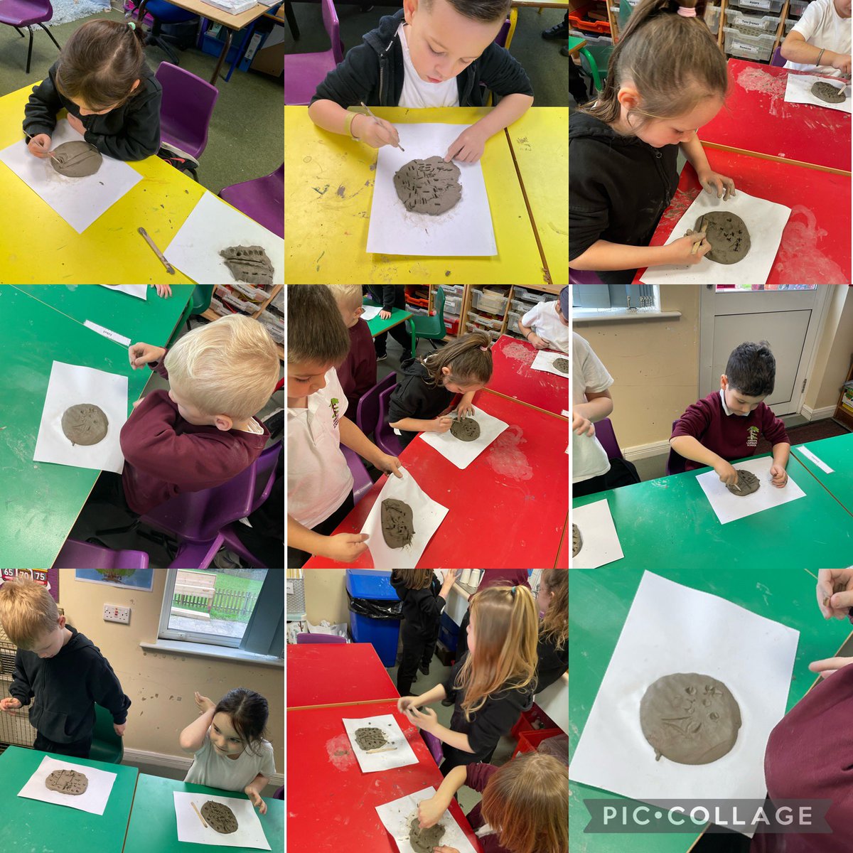 Art day fun! 🎨🖌️Creating our clay tiles!