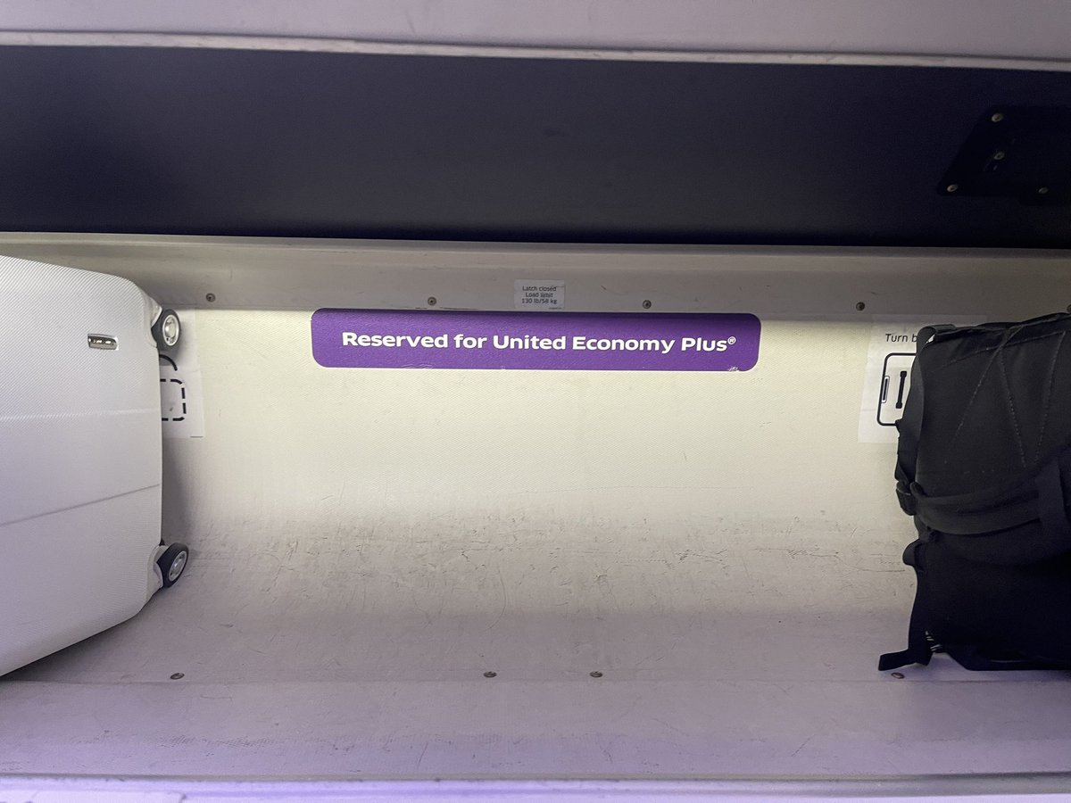 Thanks <a href="/united/">United Airlines</a> for making us gate check our bags after paying extra to not have to.  Don’t buy economy plus. It’s a joke. The bins were empty on both sides.