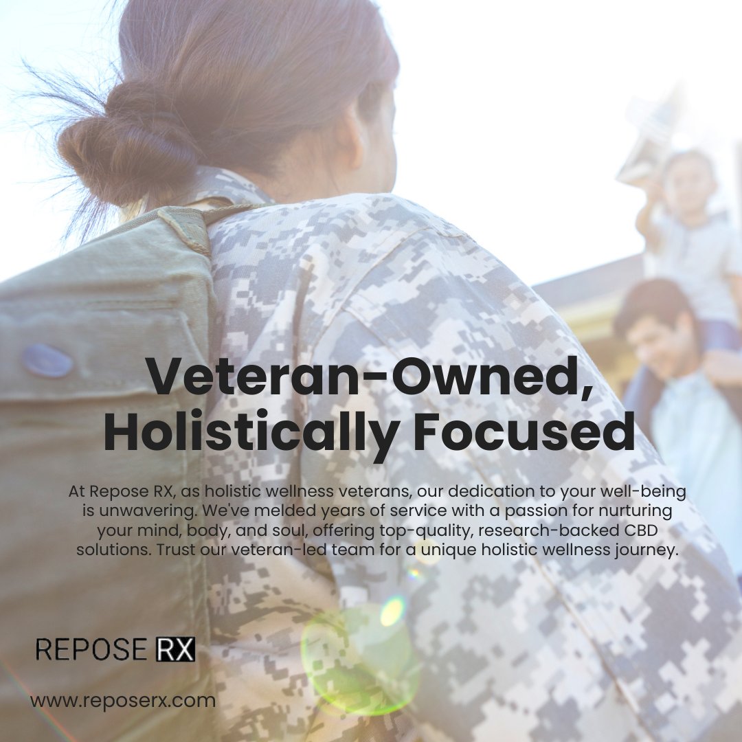 Repose RX champions your health with a veteran's spirit and holistic approach. Join a family that honors mind, body, and soul, all while holding dear the values of our nation. #VeteranWellness #VeteranLed #FamilyFirstHealth #PhysicianOwned #VeteranOwned #WomanOwnedandOperated