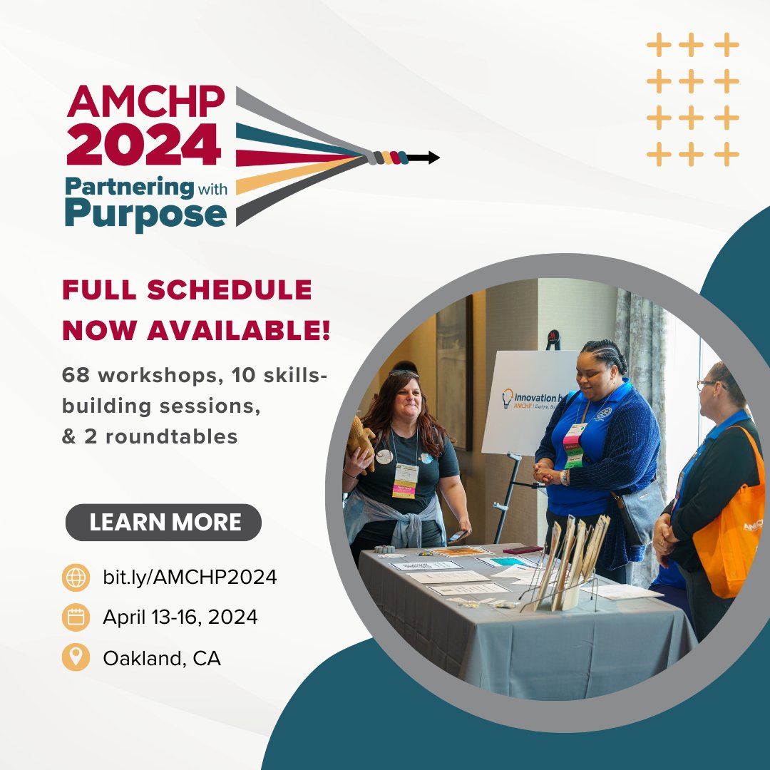 The #AMCHP2024 full schedule is now live! This year, our conference offers 68 workshops, 10 skills-building sessions, and 2 roundtables organized along 10 subject matter tracks. Visit our platform to start creating your list of must-see sessions today: bit.ly/AMCHP2024