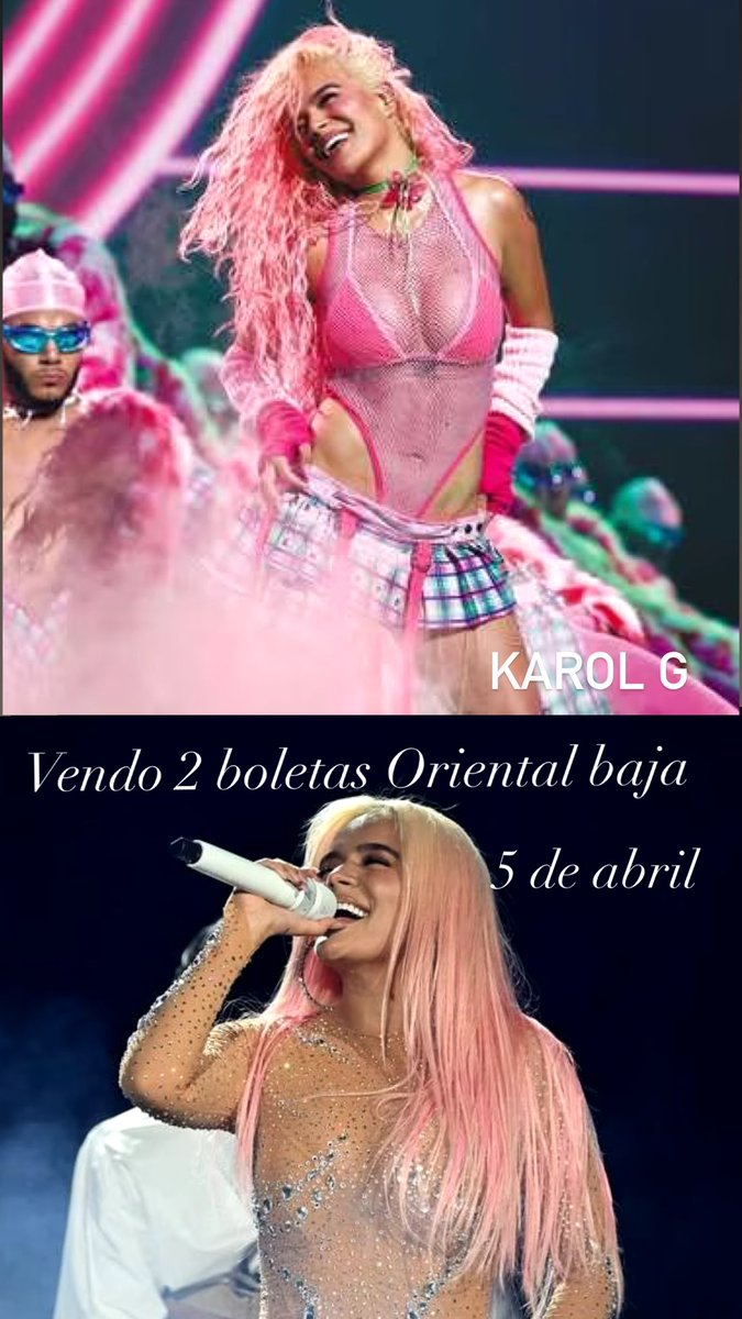 ValentinaZea98's tweet photo. Vendo 2 boletas karol g Bogotá 5 de abril https://t.co/kgfj2jaUIS