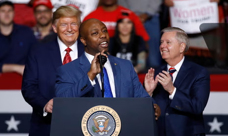 RpsAgainstTrump's tweet photo. On Fox News, Kellyanne Conway suggested Trump should pick Tim Scott as his running mate:
"Tim Scott checks a lot of the boxes, somebody who dropped out of the race and is actively campaigning for President Trump, but who will eat into this notion that the Democrats have a lock on African Americans...Senator Scott is very articulate..."