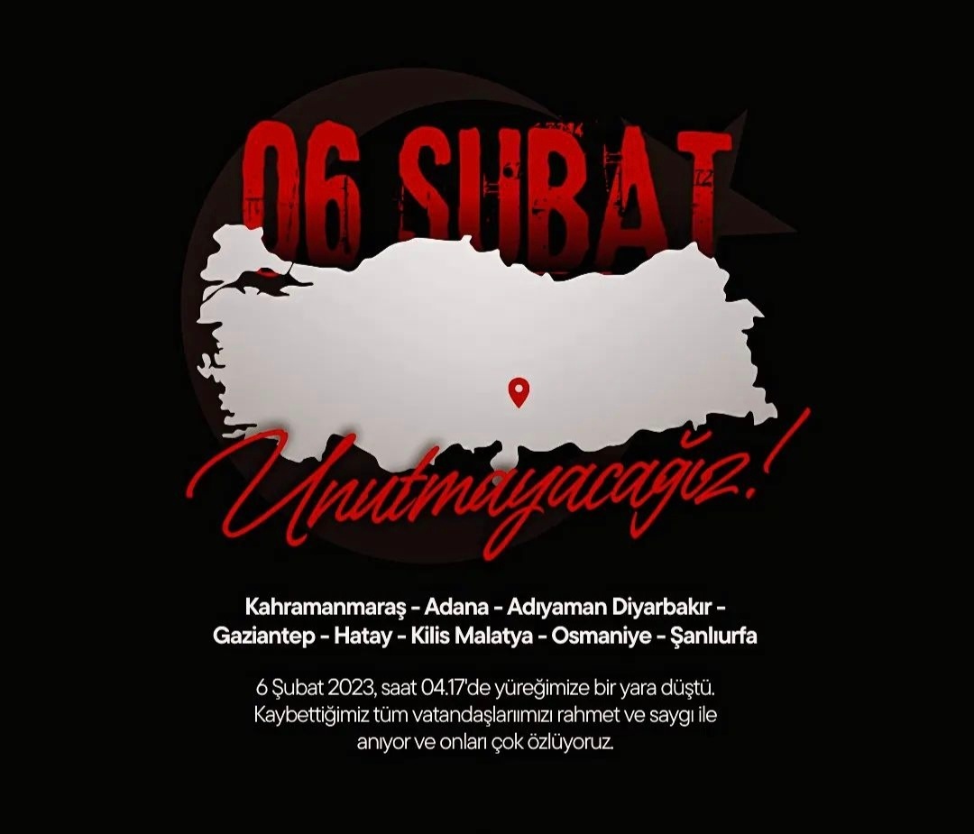 CananTarcin's tweet photo. 6 Şubat Depremi'nde hayatını kaybeden vatandaşlarımıza Allah'tan rahmet, yakınlarına baş sağlığı ve sabırlar diliyorum. Böylesi bir felaketin ne ülkemizde ne de dünyada bir daha yaşanmamasını temenni ediyorum. https://t.co/Hazm3Wlabi