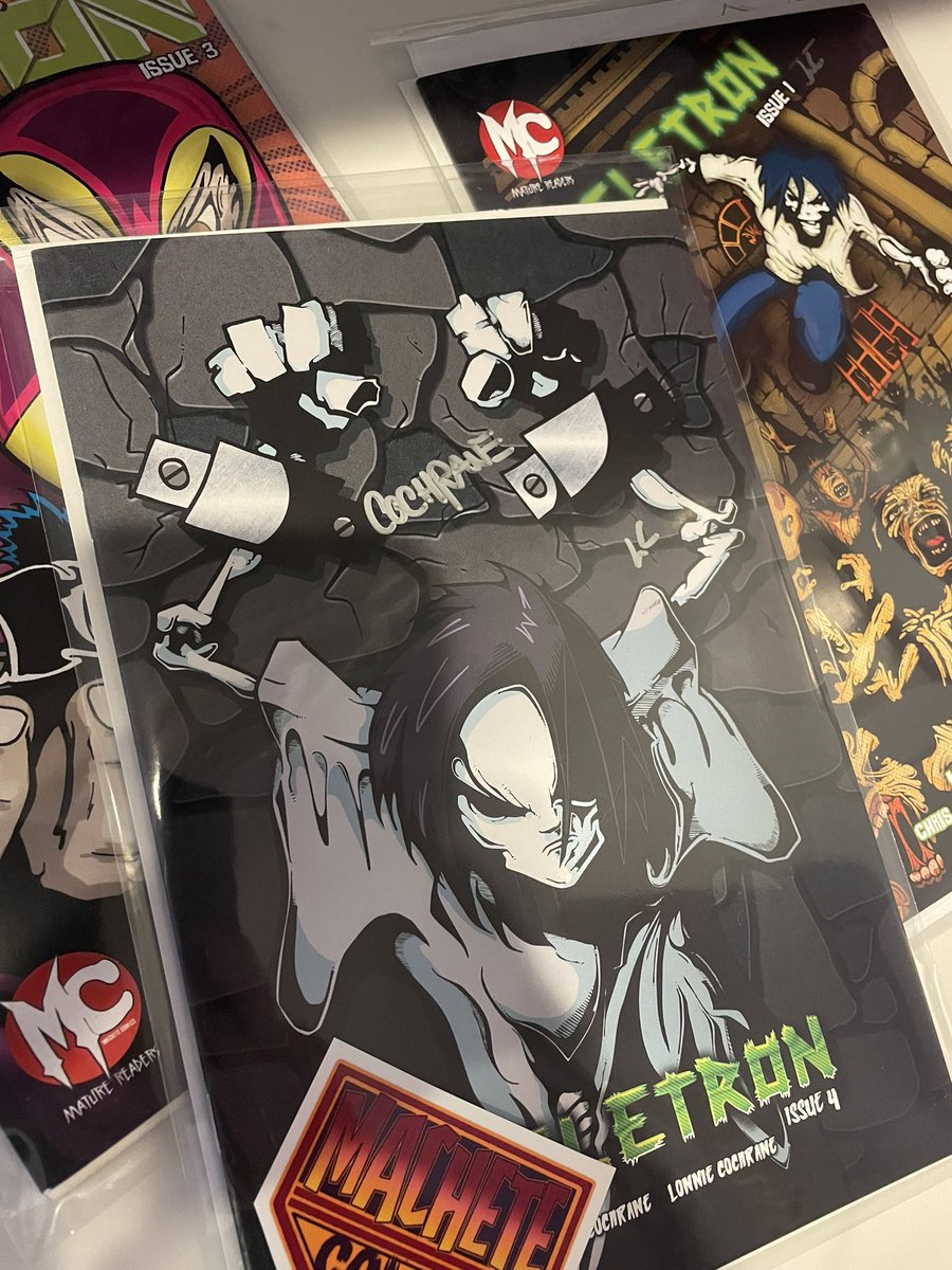 SilverSpear44's tweet image. What a haul from @ChrisMachete … all signed too! Can’t wait for the world to see Stay Hungry come to life!