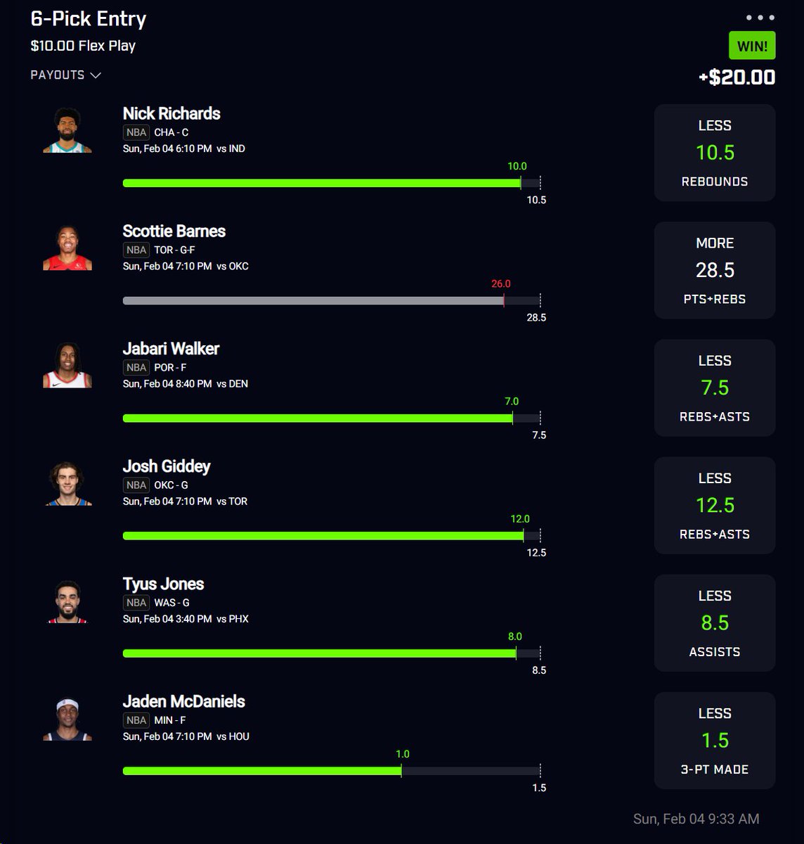 DefiantPicks's tweet image. Recap of yesterday's picks 👇

The ladder challenge slip went 1/2, starting us back over today

6-leg slip went 5/6 cashing for 2x 
5-leg slip went 2/3 cashing for 1.25x

I'm going to post slips for today's games in about an hour. Let's get some solid cashes today 💰

Check out…