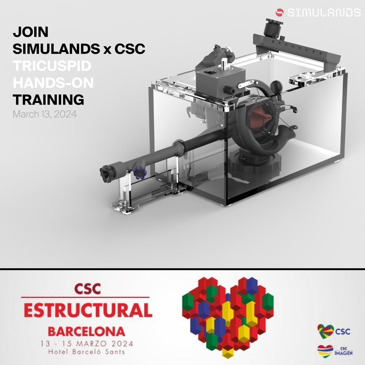 icruzgonzalez's tweet photo. ➡️ El futuro de la formación y los simuladores llega a #CSCESTRUCTURAL2024 con #Simulands. Hand-Ons training #MITRAL #TRISCUPID #LAAO #TAVI.
📣 Plazas limitadas, inscripción previa necesaria
@JovenesSec @shci_sec https://t.co/5yxg9RPgvK