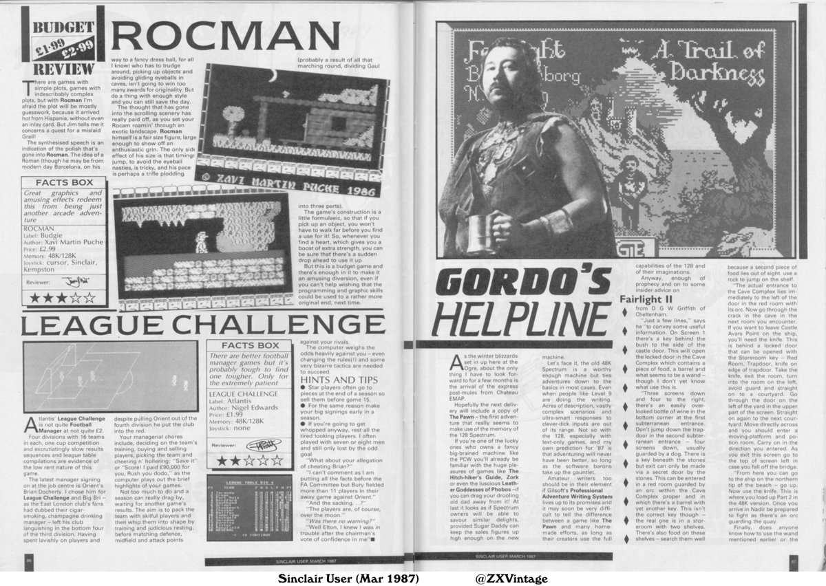 ZXVintage's tweet photo. Sinclair User (Mar 1987) - League Challenge and Rocman reviews

READ: https://t.co/0WcCaVOu0r #zxspectrum #retrogaming https://t.co/sJE6ouimQw