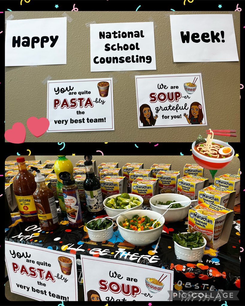 “We are SOUP-er grateful for our teachers!” These School Counselors truly appreciate the love and dedication teachers provide to our little lions! You support the 🧠 and we support the ♥️!  Together, our lions have it ALL!! Enjoy your treat!! 🍜#TeamSISD #NSCW24 #SchoolCounselors