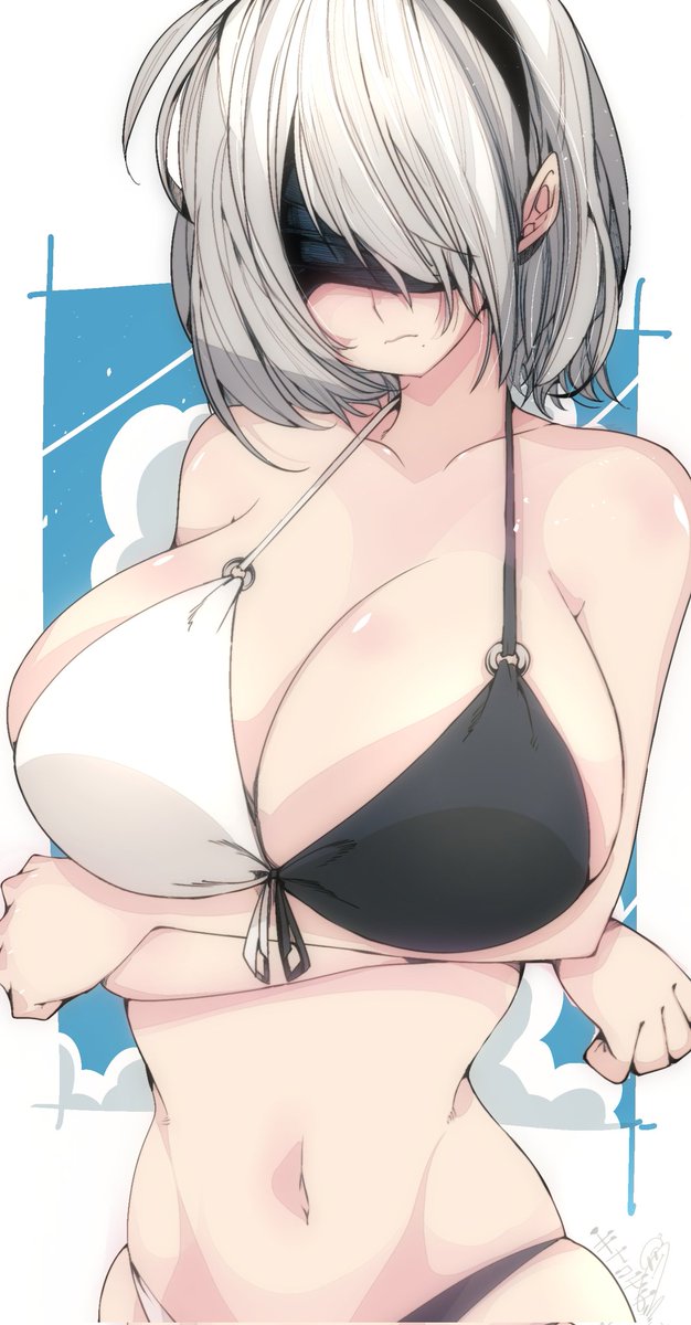 ヨルハ二号B型 ,ヨルハ二号B型 「2B 」|きなこもち有償依頼大募集中✨のイラスト