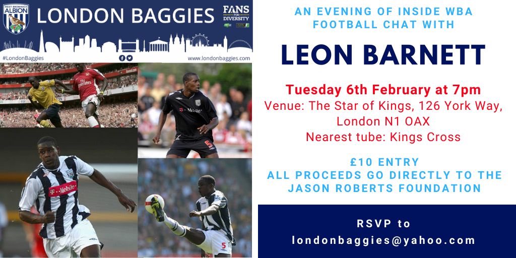 London Baggies evening is tomorrow, very excited to hear stories of our promotion season. And we are lucky to have Dean Kiely joining us as well. WBA West Brom