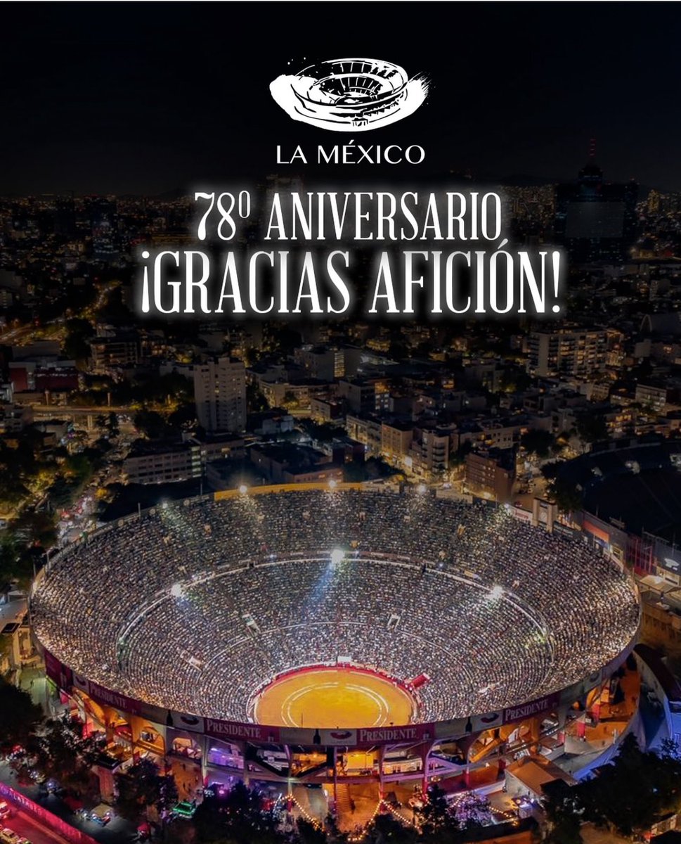 Gran aniversario en <a href="/LaPlazaMexico/">La Plaza Mexico</a>  en una semana  con 3 corridas 120,000 aficionados llenaron sus tendidos, la mejor manera de defender nuestra fiesta, nuestra libertad y nuestras tradiciones #Sialostoros