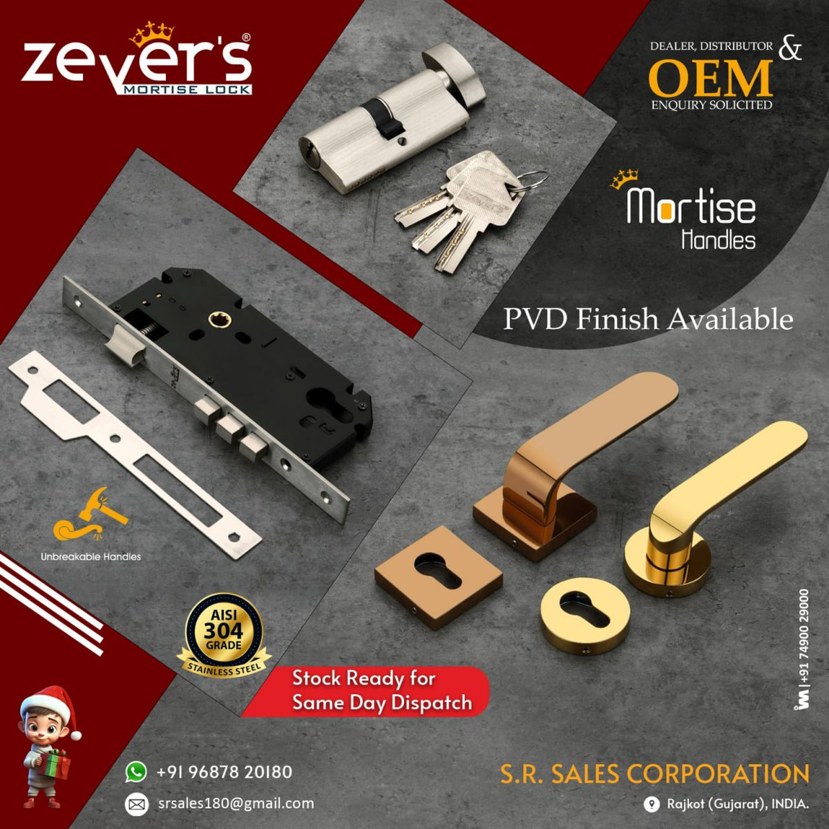 ibais_hardware's tweet photo. S.R. SALES CORPORATION - RAJKOT

For enquiry via WhatsApp click: 
https://t.co/XOoFE1ltHW

Mr. Sagar Koladiya - 96878 20180
#doorlocksystem #mortisehandle #mortisehandlelock #lockcylinder #doorlockset #DoorLockSystem #doorlockbody #doorlock #doorfittingproduct 
.
@ibais_hardware https://t.co/F9vCdpEJ8H