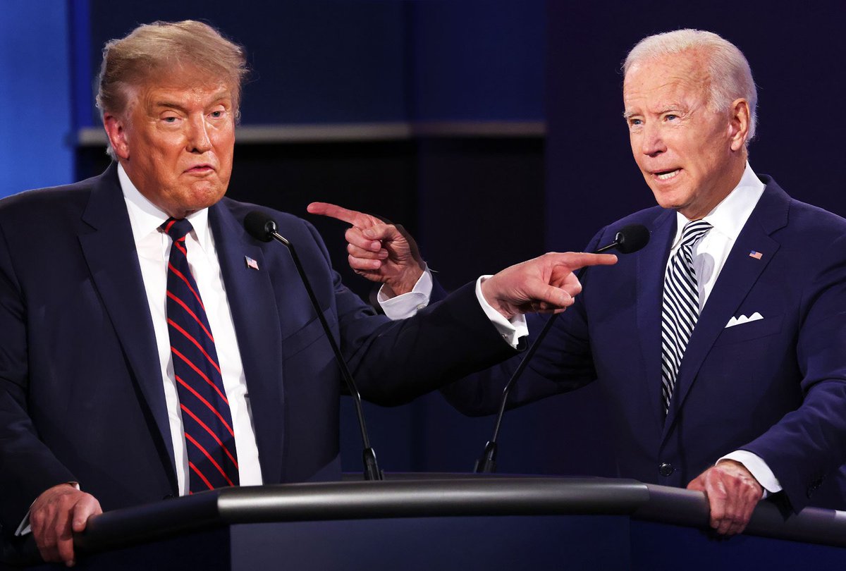 LeadingReport's tweet photo. BREAKING: Trump calls for Biden to debate him “immediately.”

"He can't do it, because he can't talk," Trump said of Biden.

The Commission on Presidential Debates has announced it will host three presidential debates on Sept. 16, Oct. 1, and Oct. 9, with a VP debate held on Sept. 25.