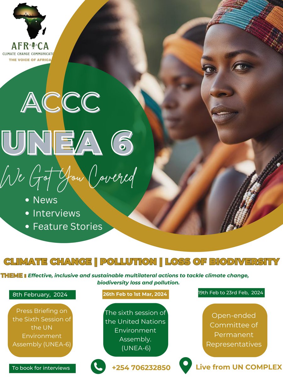 AfricaClimComms's tweet photo. We will proudly be bringing you news and feature stories live and recorded from #UNEA6 #OECPR @UN  @UNEP  @_AfricanUnion https://t.co/qx689YMWp0
