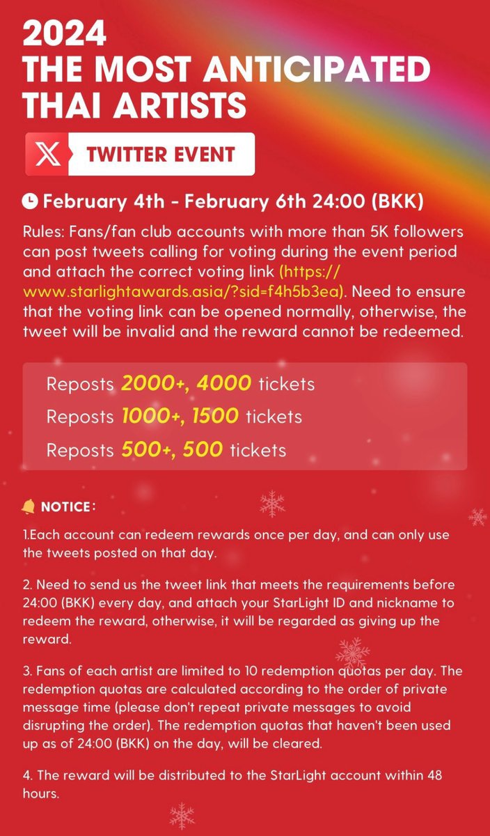 3jan1998's tweet photo. 🚨🚨 pls rt 🚨🚨
วันนี้วันสุดท้ายของกิจกรรมสำหรับแอคที่มียอดฟอล 5K จะได้ตั๋วโหวตมากขึ้น รบกวนฝากรีทวิตหน่อยนะค้าบจะนำไปแลกตั๋วโหวตให้น้องซี🥹🩵
Retweets 500 , 500 Tickets
Retweets 1000 , 1500 Tickets
Retweets 2000 , 4000 Tickets
🔗 https://t.co/Au7AfzwXV4

#sea_tawinan #ChaoTalay #ชาวทะเล 
#STARLIGHTAWARDS