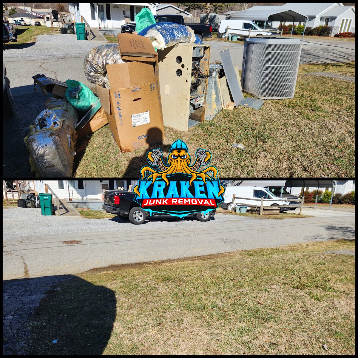 Bulk waste #junkremoval pickup in Erwin, TN for a contractor. We hauled away an AC unit, a furnace and a condenser plus some ventilation debris. 

#junkremovalservice #erwin #erwintn #krakenjunkremoval
