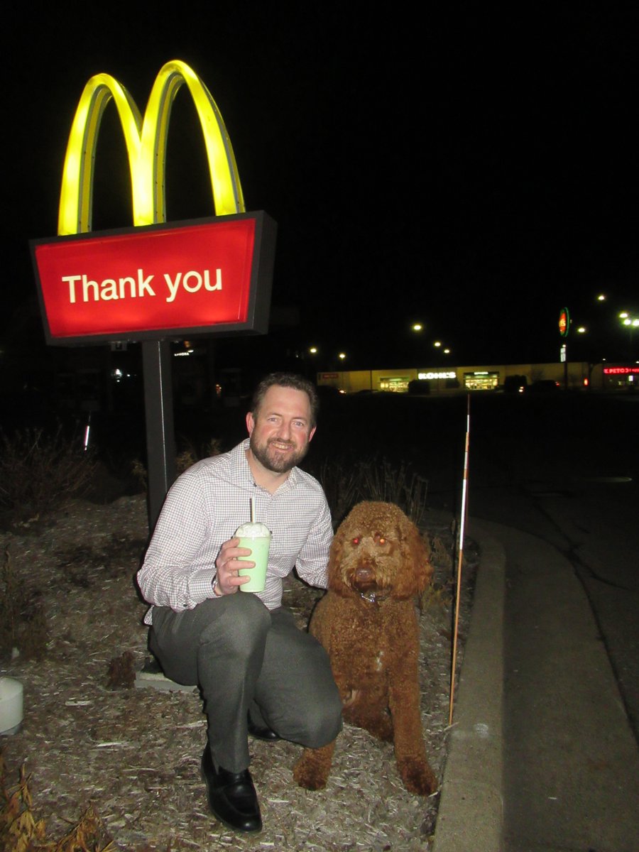 It is a known fact I don't go to McDonalds very often, but when I do you can almost bet it is Shamrock Shake Season!  Thanks to my Social Issues class for letting me know today was "opening day"! Fergus enjoyed the experience as well and enjoyed some samples!!