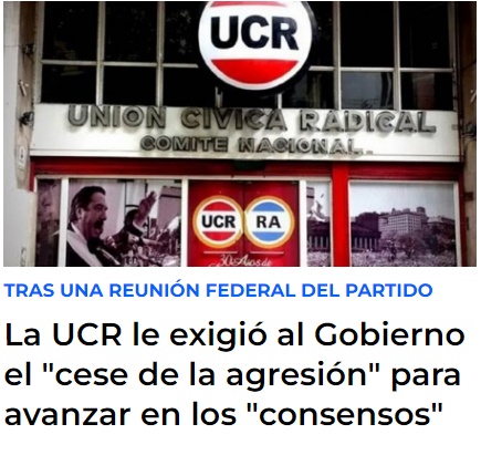 Le dice a Milei algo así como "no me insultes más que quiero ser tu siervo". La indignidad de la UCR ya provoca náuseas