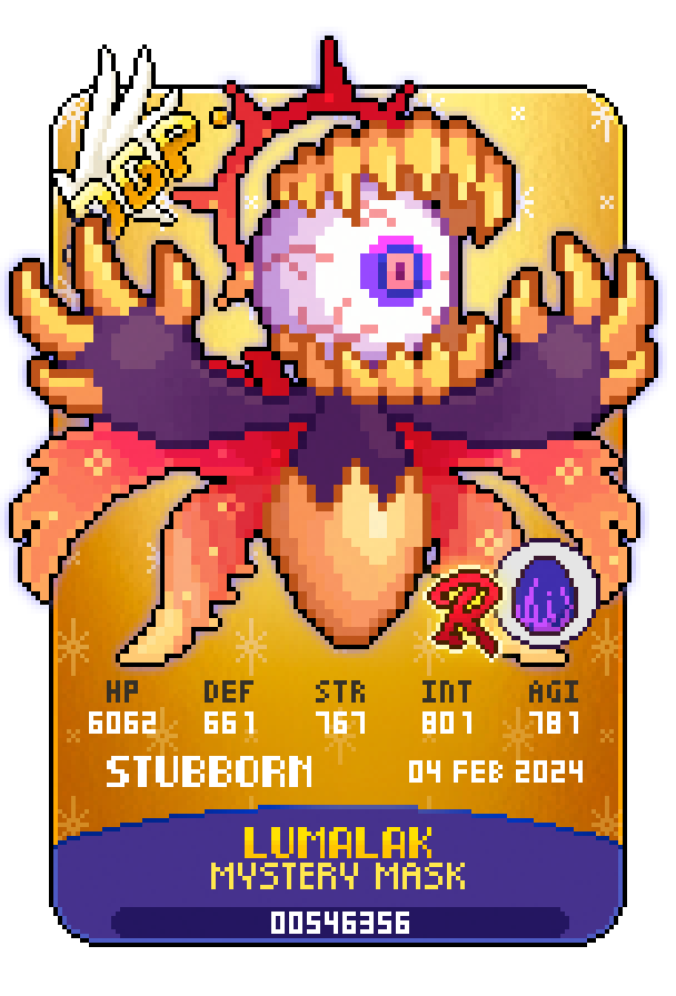 1st Rare Titled Lumalak to be minted for dgpals.io <a href="/OfficialDgpals/">D.G.Pals</a>  
It sure is a Mask of Mystery. 
<a href="/VoidGamingGuild/">The Void | Gaming Guild</a>