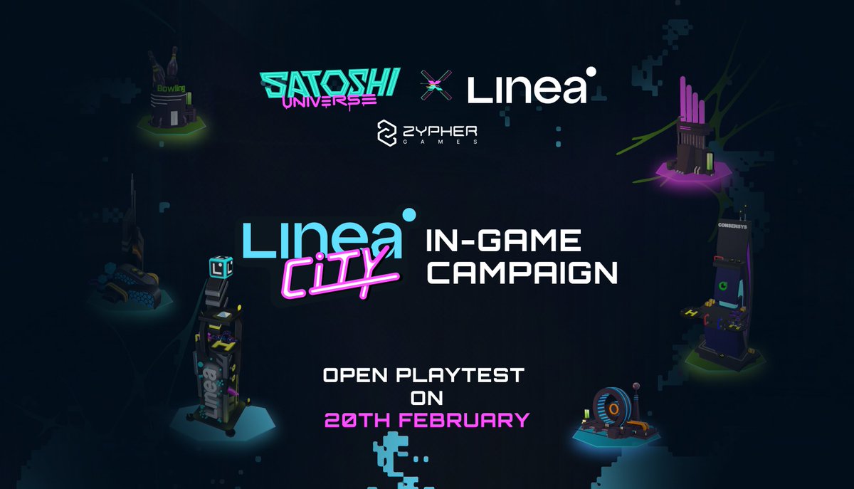 Zypher_Network's tweet image. 🌟 We&apos;re delighted to announce our collaboration with @universesatoshi in Linea City: In-game Campaign!

Join us for the playtest of the City Builder launching on February 20th. Explore the @LineaBuild  ecosystem in augmented reality, immersing yourself in a vibrant virtual city!…