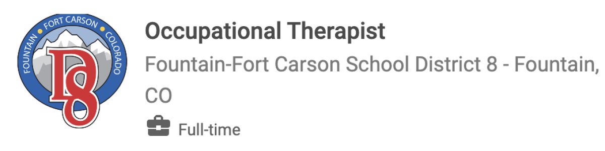 NEW JOB POSTING!

Occupational Therapist at Fort Carson School District

Click here for more info: otacco.mcjobboard.net/jobs/140837