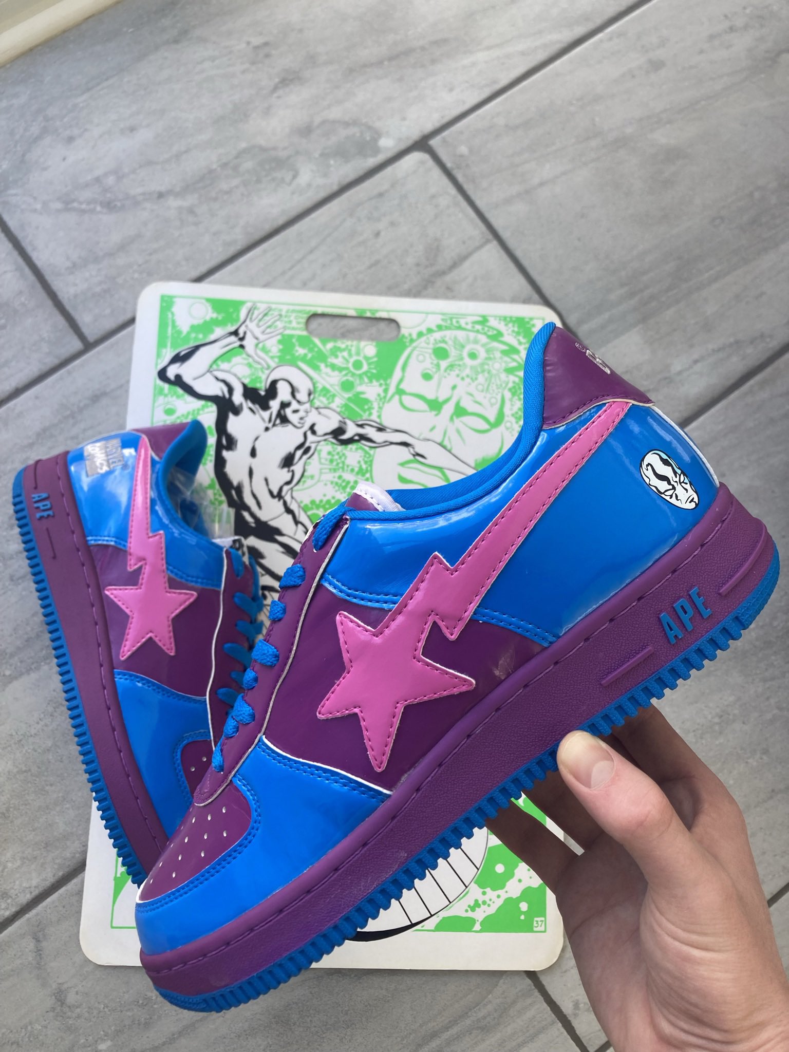 Bapesta silver deals surfer