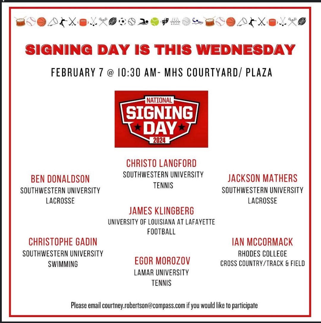 MHSMustangsBC's tweet photo. Come out and help us celebrate these Amazing Mustangs… let’s sign and represent MHS at the next level. 🐴🧲💪 #mustangproud🐎 #nationalsigningday https://t.co/gfTiamDvG0