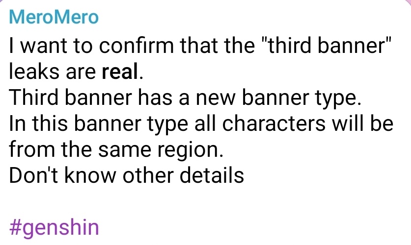 3rd banner is real

via: Mero
#genshin